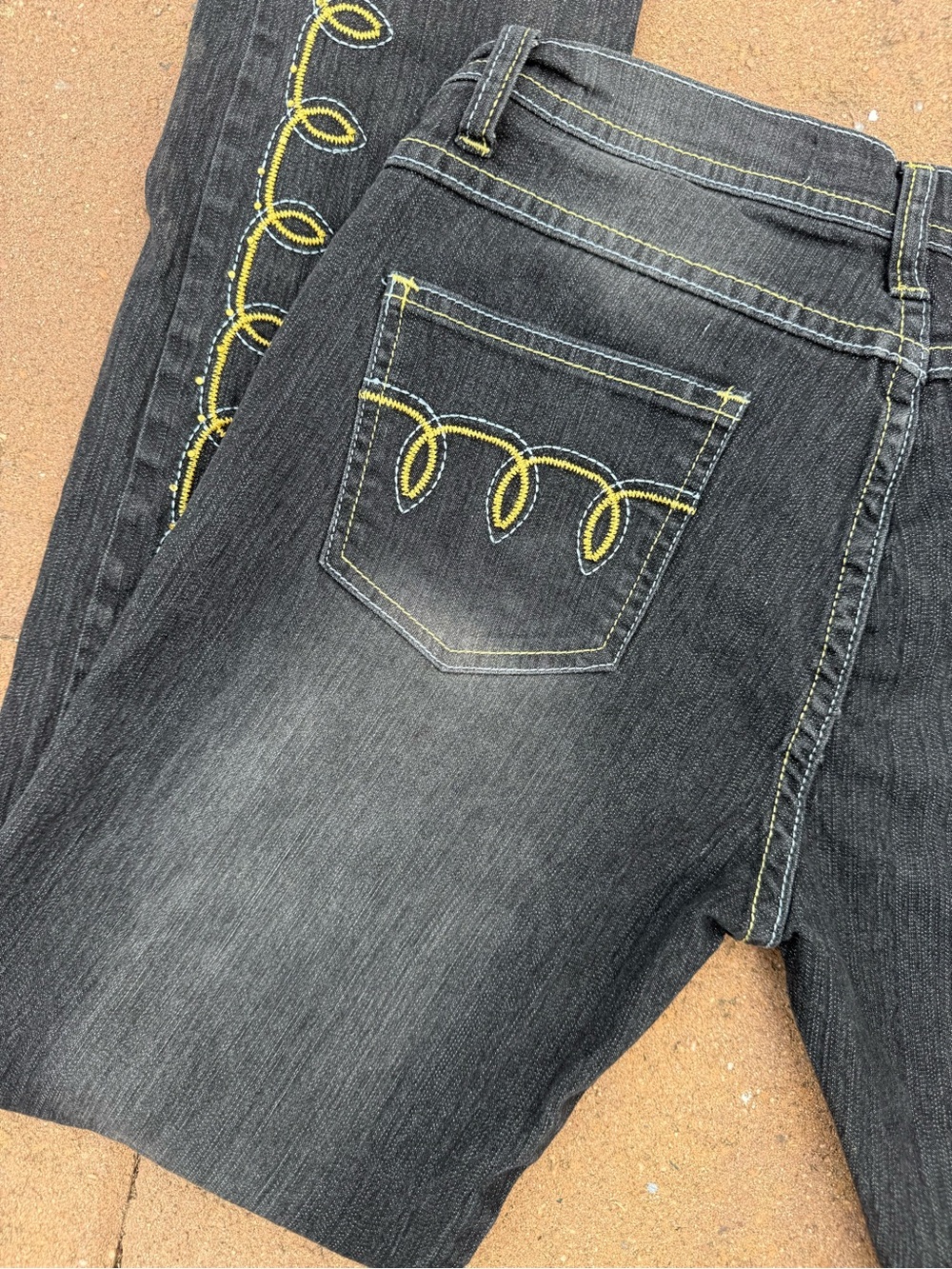 Vintage Embroidered Skinny Jeans in Dark Black - Picture 4 of 9